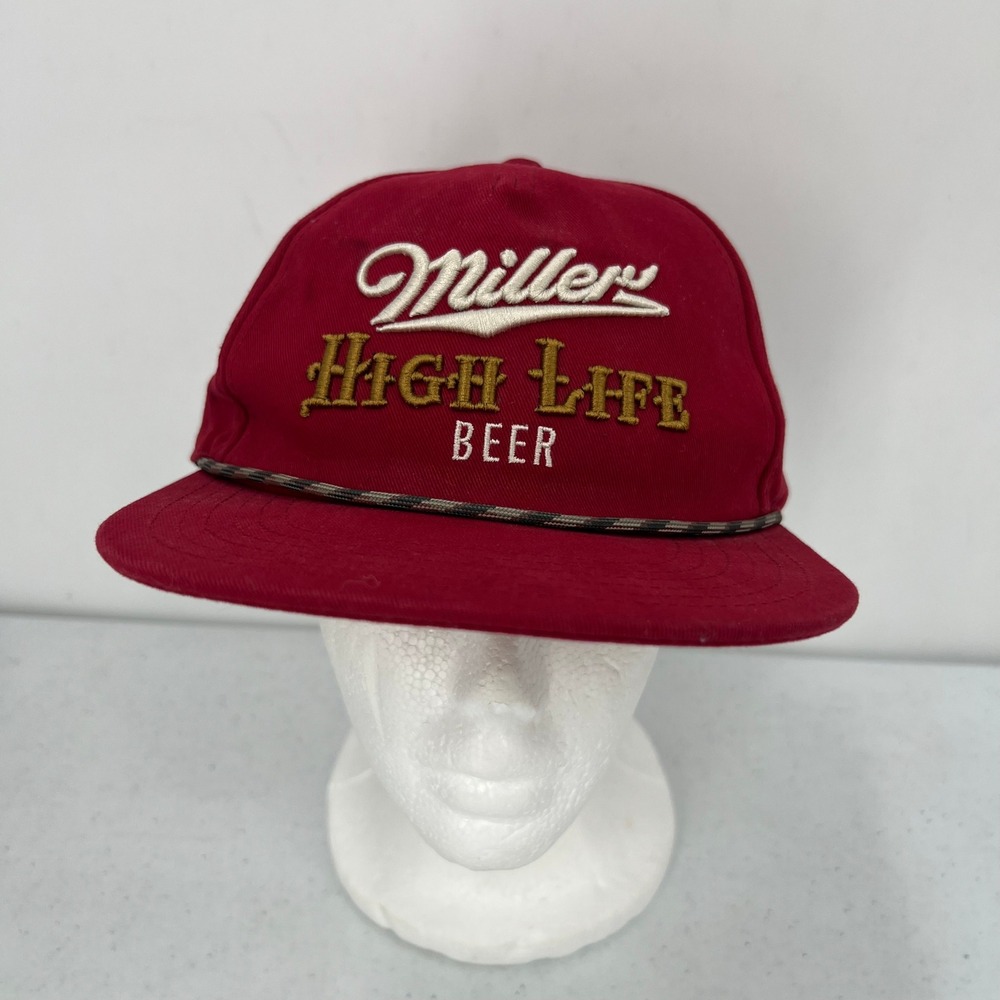 American Needle Miller High Life Beer Red Snapback Rope Hat Embroidered Cap - Picture 9 of 9